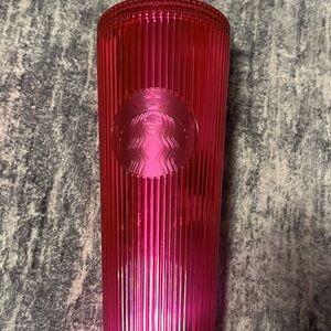 Starbucks Iridescent Magenta Pink Stripe Tumbler